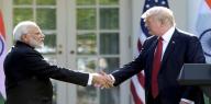 President Donald Trump and Prime Minister Narendra Modi shake hands President Donald Trump and Prime Minister Narendra Modi shake hands