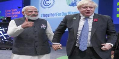 UK Prime Minister Boris Johnson meet with Indian Prime Minister Narendra Modi in New Delhi (Photo: Twitter)