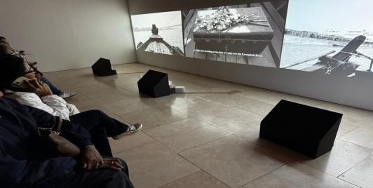 Powerful video images and stories at the SOAS Gallery. Photo by Beena Sarwar