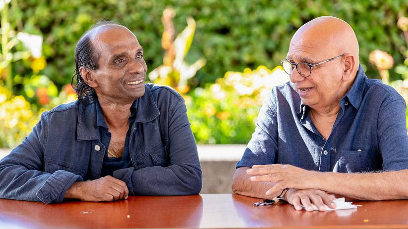 Festival manager for Melafestivalen Ashley Shiri (left) sitting with the former festival manager and current Director of Oslo Mela, Khalid Salimi (right). Photo by Sanish KS.