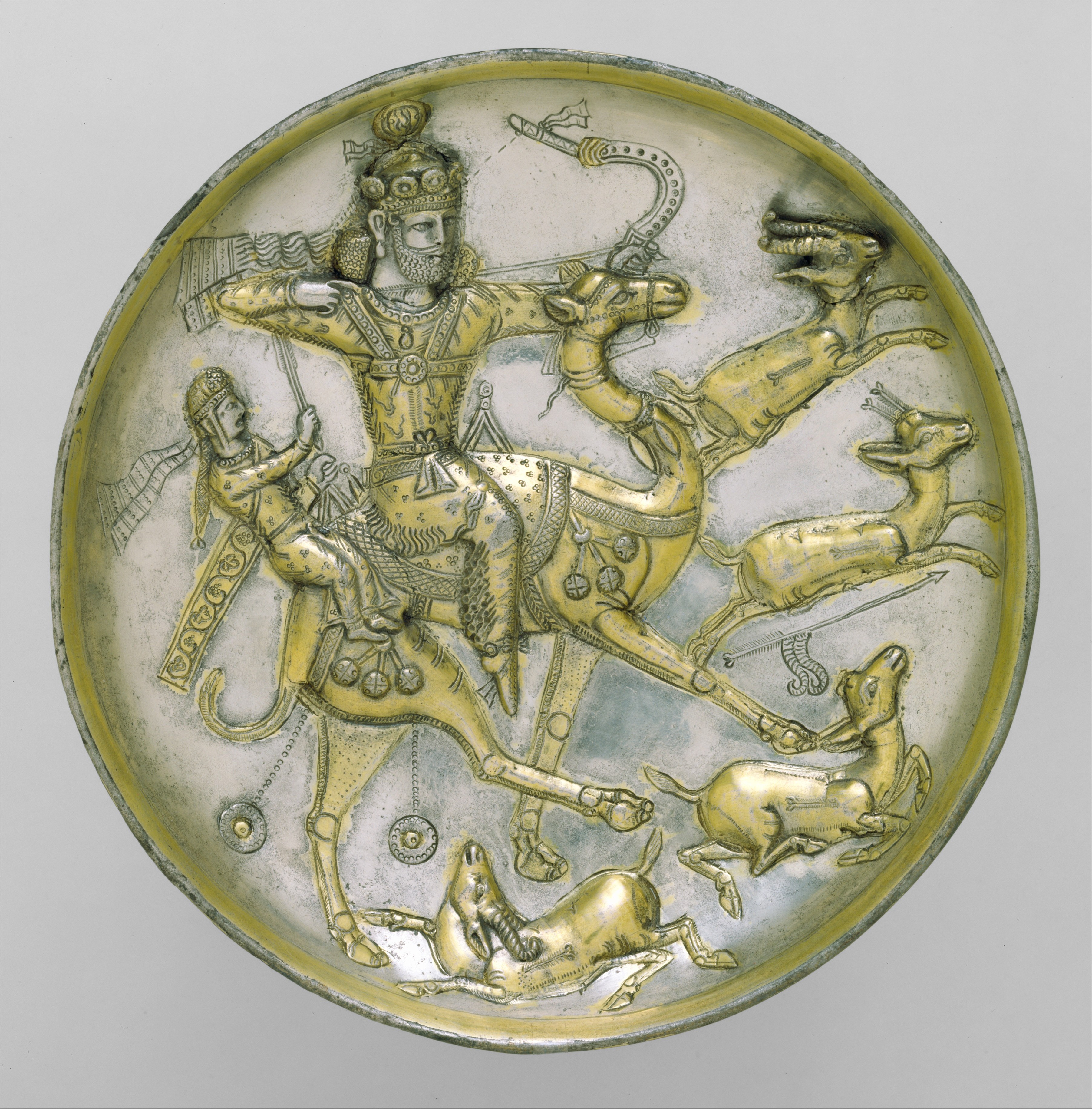BehramV- 5th century plate with a hunting scene from the tale of Bahram Gor and Azadeh (wikimedia.org)	