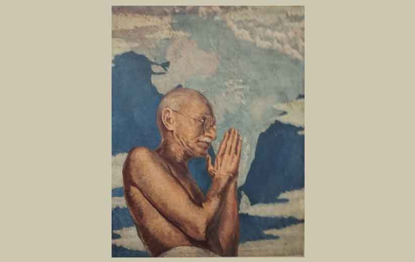 Gandhi portrait at Fox Resort art gallery in Jaffna
