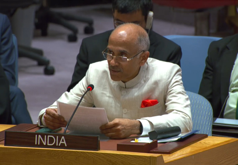 India’s Permanent Representative Parvathaneni Harish speaks at the United Nations Security Council debate on peacekeeping on Monday, September 9, 2024. (Photo Source: UN)