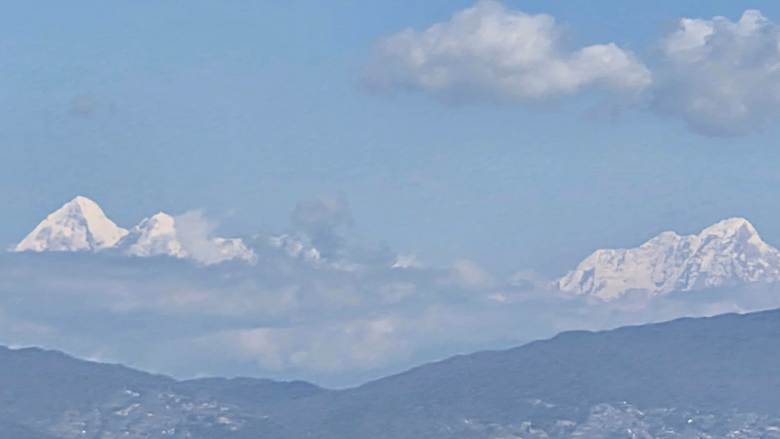 Snowy mountains barely visible from Bhaisepati area in Kathmandu - Photo by Pragyan Srivastava.