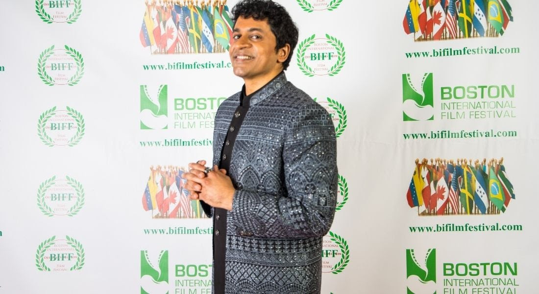 Director Sriram Emani at the screening of Jam Boy at the Boston International Film Festival in April 2026. Photo by Amy Donahue.