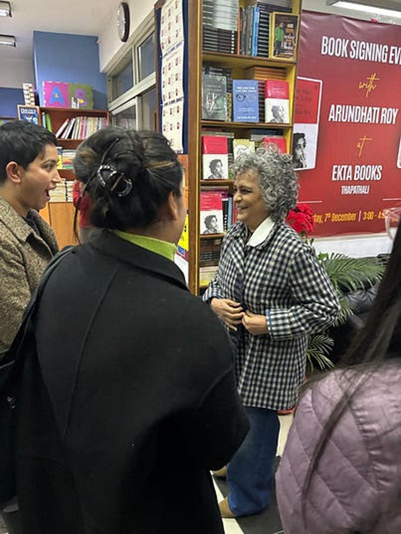 Arundhati Roy interacting with readers at Ekta Bookstore at Thapathali, Kathmandu, Nepal. Photo by: Pratham Pradhan