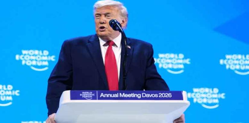 Donald J. Trump, President of the United States of America speaks on the third day of Davos 2026.