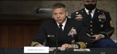 Adm Davidson 0309 ,jpg: Admiral Philip S. Davidson, the commander of the US Indo-Pacific Command speaks at a hearing of the Senate Armed Services Committee on Tuesday, March 9, 2021. (Photo: Senate TV) Adm Davidson 0309 ,jpg: Admiral Philip S. Davidson, the commander of the US Indo-Pacific Command speaks at a hearing of the Senate Armed Services Committee on Tuesday, March 9, 2021. (Photo: Senate TV)