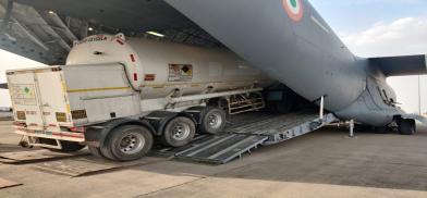 Indian Air Force airlifts giant oxygen tankers Indian Air Force airlifts giant oxygen tankers
