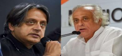 Indian politicians Shashi Tharoor and Jairam Ramesh Indian politicians Shashi Tharoor and Jairam Ramesh