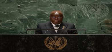 Ghana's President Nana Addo Dankwa Akufo-Addo speaks at the United Nations General Assembly on Wednesday, September 22, 2021. (Photo: UN)