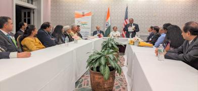 Photo: GOPIO Chairman Dr. Thomas Abraham speaking at the interactive meeting with Minister Muraleedharan Photo: GOPIO Chairman Dr. Thomas Abraham speaking at the interactive meeting with Minister Muraleedharan