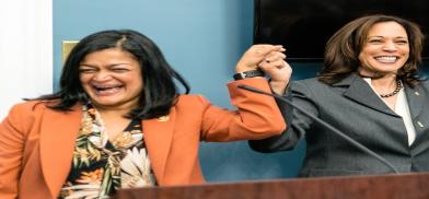 Indian American Congresswoman Pramila Jayapal (left) and Vice President Kamala Harris. (Photo: Twitter/Wikimedia) Indian American Congresswoman Pramila Jayapal (left) and Vice President Kamala Harris. (Photo: Twitter/Wikimedia)