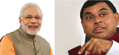 Indian Prime Minister Narendra Modi and Sri Lankan Finance Minister Basil Rajapksa Indian Prime Minister Narendra Modi and Sri Lankan Finance Minister Basil Rajapksa