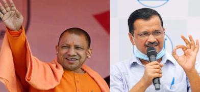 Yogi Adityanath (left) and Arvind Kejriwal (right)