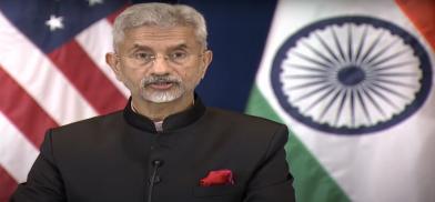 India’s External Affairs Minister S. Jaishanakar speaks at a news conference at the State Department in Washington on April 11, 2022. (Photo: State Dept.)