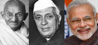 Mahatma Gandhi, Jawaharlal Nehru and Narendra Modi Mahatma Gandhi, Jawaharlal Nehru and Narendra Modi