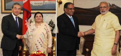 Wang Yi, China's foreign minister, in Kathmandu and Nepal prime minister Pushpa Kamal Dahal Prachanda, in India