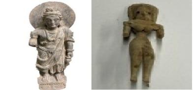 A Gandharan statute depicting a Maitreya form of the Buddha, left, and a terracotta figure of mother goddess from the Mehrgarh archaeological site were among 192 stolen antiquities returned to Pakistan by the Manhattan prosecutor Alvin Bragg in New York. (Photo Source: Manhattan District Attorney’s Office) A Gandharan statute depicting a Maitreya form of the Buddha, left, and a terracotta figure of mother goddess from the Mehrgarh archaeological site were among 192 stolen antiquities returned to Pakistan by the Manhattan prosecutor Alvin Bragg in New York. (Photo Source: Manhattan District Attorney’s Office)