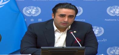 Pakistani Foreign Minister Bilawal Bhutto Zardari speaks at a news conference at the United Nations in New York on Friday, March 10, 2023. (Photo Source: UN) Pakistani Foreign Minister Bilawal Bhutto Zardari speaks at a news conference at the United Nations in New York on Friday, March 10, 2023. (Photo Source: UN)