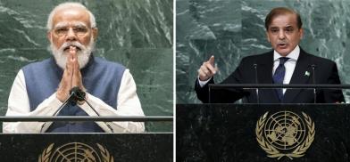 Indian Prime Minister Narendra Modi and Pakistan's Prime Ministers Shehbaz Sharif Indian Prime Minister Narendra Modi and Pakistan's Prime Ministers Shehbaz Sharif
