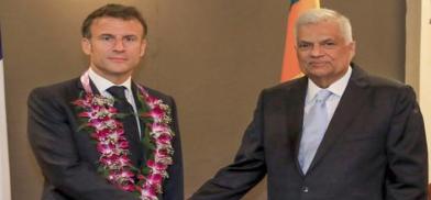 French President Emmanuel Macron with Sri Lankan President Ranil Wickremesinghe (Photo: Twitter) French President Emmanuel Macron with Sri Lankan President Ranil Wickremesinghe (Photo: Twitter)
