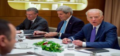 From left, former United States Ambassador to Pakistan Richard Olson, Secretary of State John Kerry and Joe Biden, who was then Vice President, at a meeting in Davos, Switzerland, with Pakistani and Afghani leaders in 2016. (File Photo: State Dept.) From left, former United States Ambassador to Pakistan Richard Olson, Secretary of State John Kerry and Joe Biden, who was then Vice President, at a meeting in Davos, Switzerland, with Pakistani and Afghani leaders in 2016. (File Photo: State Dept.)