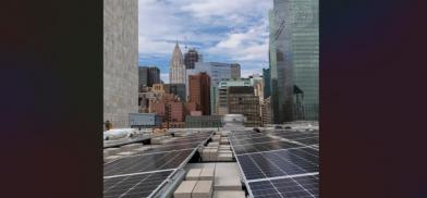 A solar farm donated by India on top of the conference building at the United Nations headquarters in New York. It produces 50 kilowatts of electricity. (File Photo: UN) A solar farm donated by India on top of the conference building at the United Nations headquarters in New York. It produces 50 kilowatts of electricity. (File Photo: UN)