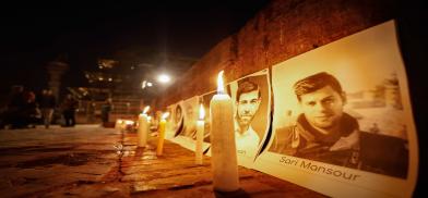 Nepali journalists candlelight vigil in support of the besieged journalists of Gaza at Patan Durbar Square, Lalitpur, Nepal on January 1, 2024. (Photos by Gopen Rai and Suman Nepali)