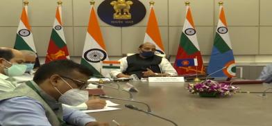Rajnath Singh at Defence Ministry meeting Rajnath Singh at Defence Ministry meeting