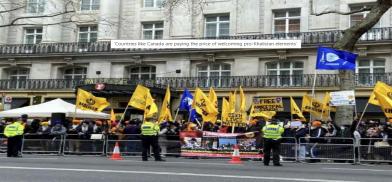 Pro-Khalistan supotters protest(Photo: Twitter) Pro-Khalistan supotters protest(Photo: Twitter)