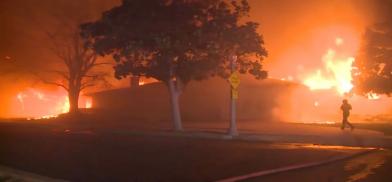 Fires in Los Angeles, California. Screenshot from news reports Fires in Los Angeles, California. Screenshot from news reports