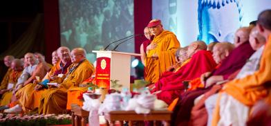 The Dalai Lama speaking to Buddhist lamas The Dalai Lama speaking to Buddhist lamas