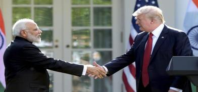 President Donald Trump and Prime Minister Narendra Modi shake hands President Donald Trump and Prime Minister Narendra Modi shake hands