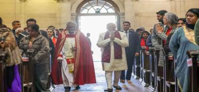 Prime Minister Narendra Modi on Thursday (December 25) participated in Christmas celebrations at the Cathedral Church of the Redemption in New Delhi
