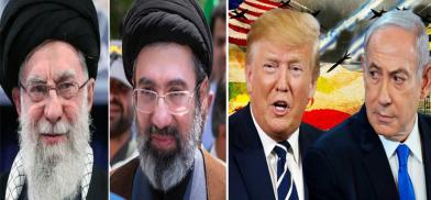 Khamenei and his successor Mojtaba Khamenei, Trump and Netanyahu