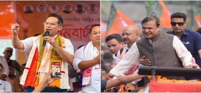  Congress CM candidate Gaurav Gogoi and Assam CM Himanta Biswa Sarma campaigning