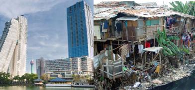 Luxury apartments and slums in Colombo