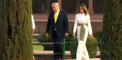 Donald Trump and his wife at the Taj Mahal, Agra.