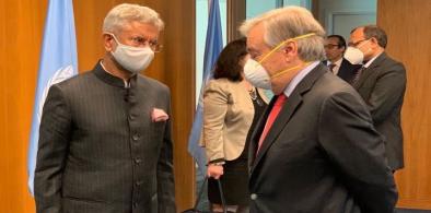 India's External Affairs Minister S. Jaishankar met United Nations Secretary-General at the UN headquarters in New York on Tuesday, May 26, 2021. (Photo: EAM Tweet)