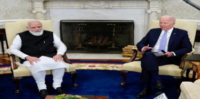 Indian Prime Minister Narendra Modi meeting with US President Joe Biden for his first face to face meeting at the White House in Washington on September 24, 2021