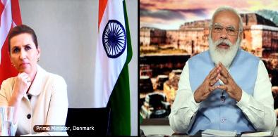 Prime Minister Narendra Modi on Saturday held bilateral talks with Danish Prime Minister Mette Frederiksen