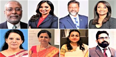 Kerala Center 2021 Awardees: Top row from l. to r. Dr. George M. Abraham, Dr. Devi Nampiaparampil, Mayor Robin Elackatt, Mrs. Nandini Nair, Esq.; Bottom row from l. to r., Mrs. Chandrika Kurup, Mrs. Mary Philip, RN, MSA, Dr. Blessy Mary Joseph and Dr. Sabu Varghese