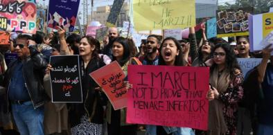 Women activists hold Aurat march in Pakistan (Photo: Dawn)