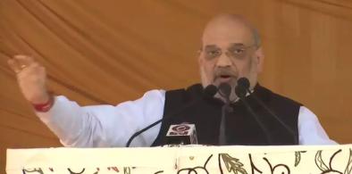 Union Home Minister Amit Shah addresses a public rally in Kashmir's Baramulla on 5 October 2022 (Photo: Twitter)