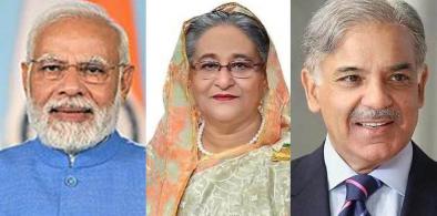 India's PM Narendra Modi, Bangladesh's PM Sheikh Hasina and Pakistan's PM Shehbaz Sharif