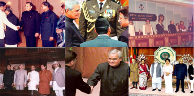 Images from various SAARC summits sourced from copyright-free photos. Collage by Pragayan Srivastava
