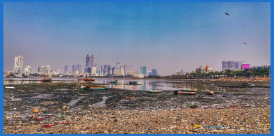 Polluted shoreline in Mumbai. Photo by Pragyan Srivastava