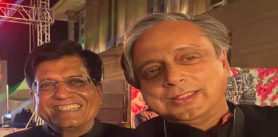 Shashi Tharoor with Piyush Goyal