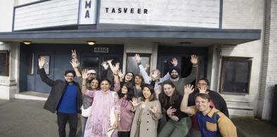 Members of the nonprofit Tasveer organization celebrating their new home outside the Tasveer Film Center in March in Seattle, US.